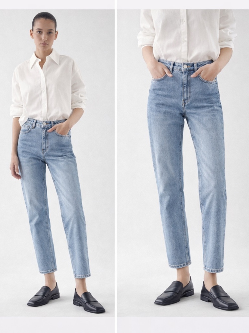 COS Slim Straight Leg Jeans Light Wash High Rise Minimal Denim Sz 28 Clean Fit